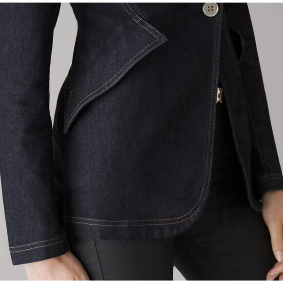 NEW White House Black Market Women's Denim Editor Blazer Jacket Size 14 stretch - Picture 3 of 9